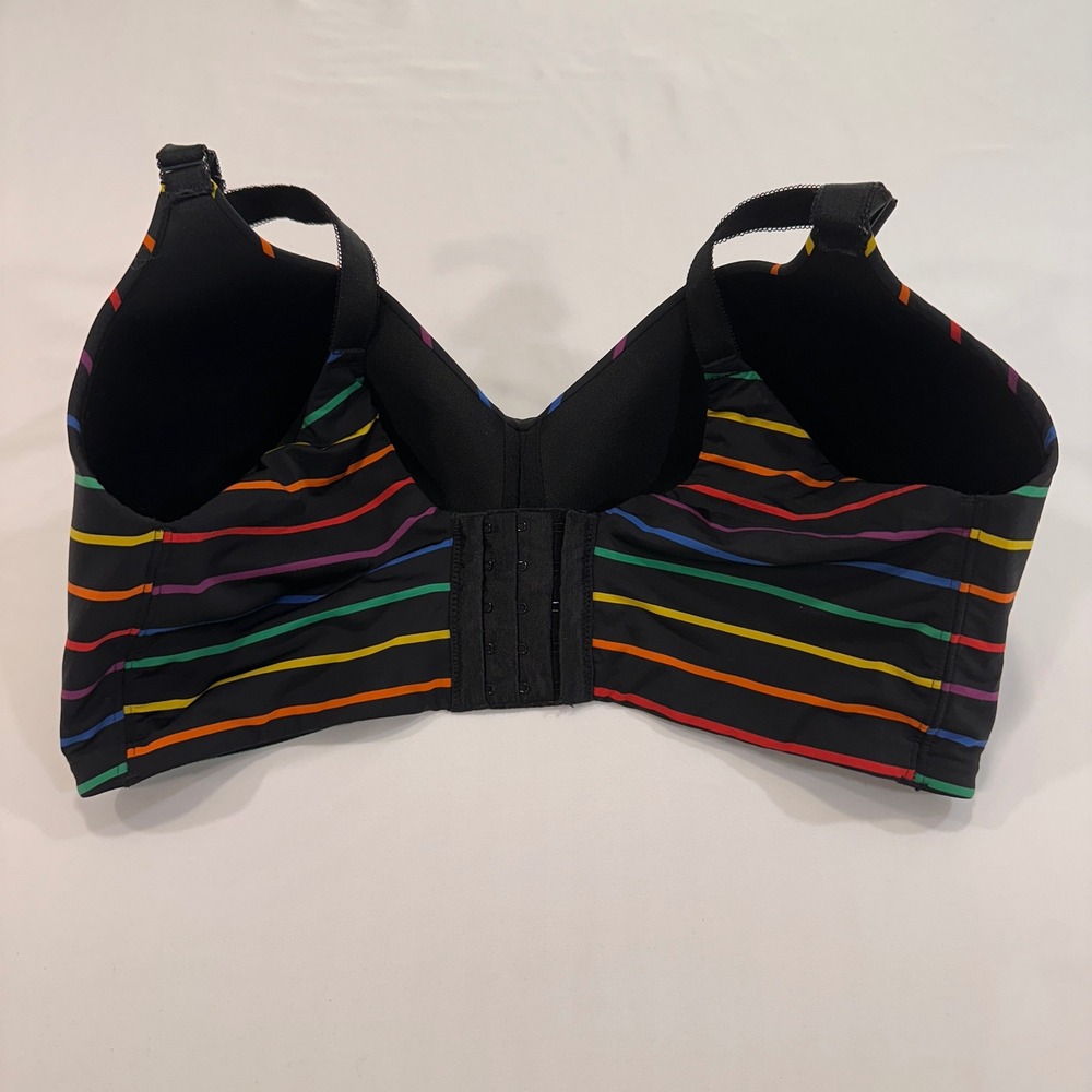 Torrid Dream Wire-Free Lightly Lined Bra Womens 38G Black Rainbow Stripe | Pride - Picture 2 of 7